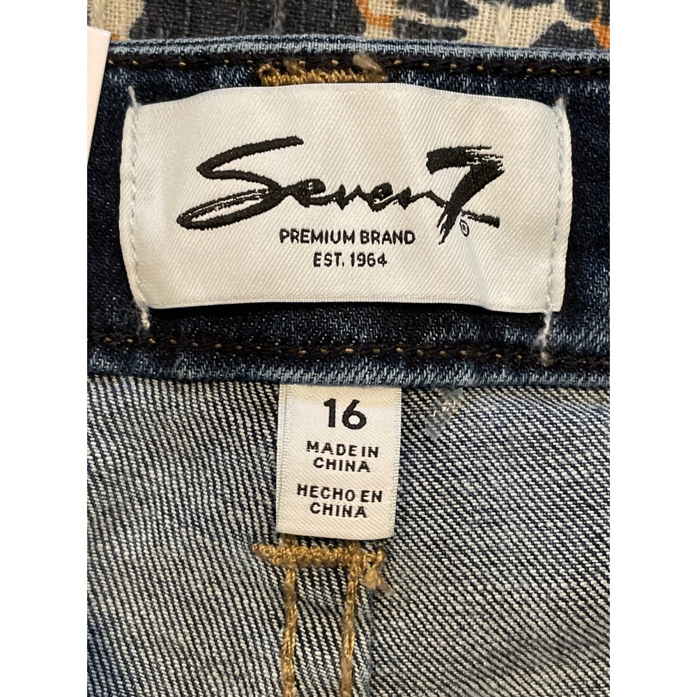 Seven7 High Rise Weekend Short Women's 16 Canyon Blue Clean Hem Plus Size New - Picture 7 of 13